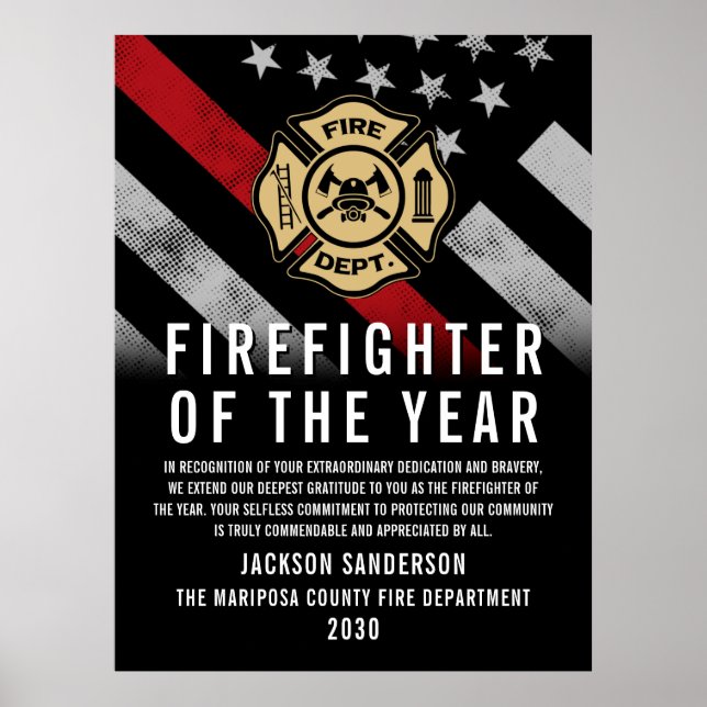 Póster Firefighter of the Year Employee Recognition Logo (Frente)