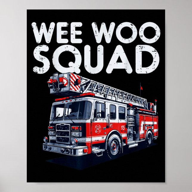 Póster Firefighter Truck Wee Woo Squad Fireman Men Boys K (Frente)