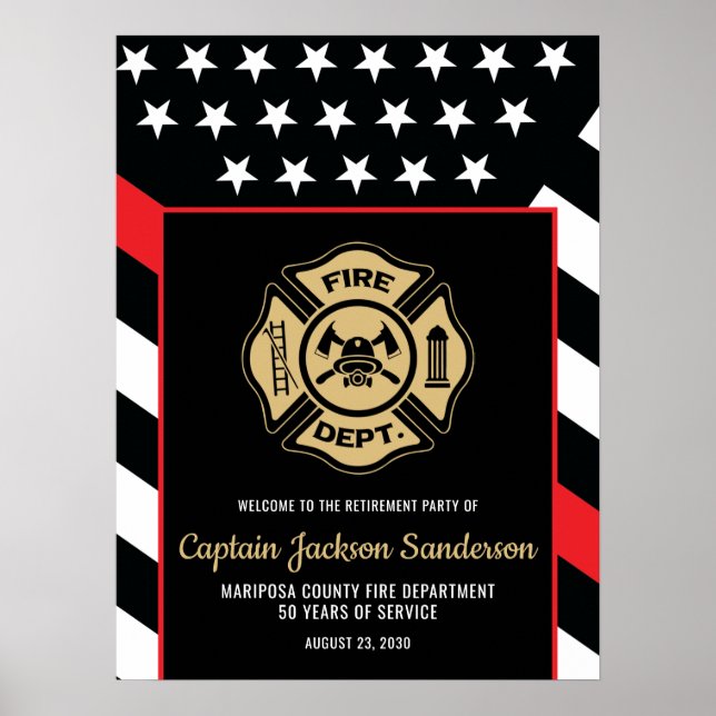 Póster Fireman Fire Department Firefighter Retirement (Frente)