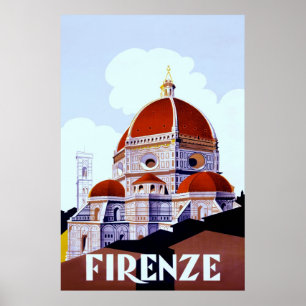 Póster Firenze ~Afiche de viaje italiano de época.