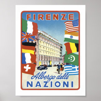 Póster Firenze Albergo delle Nazioni sin frontera