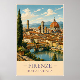 Póster Firenze, Italy – Vintage Travel Poster