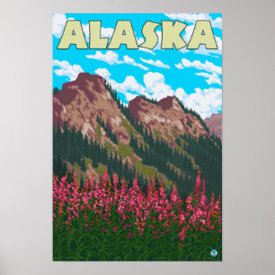Póster Fireweed con el poster del viaje del vintage de