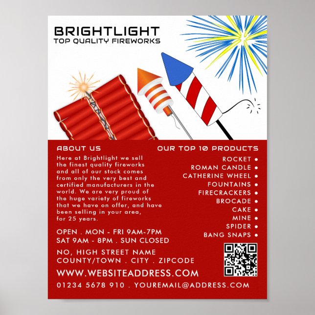 Póster Fireworks, publicidad de ventas de Fireworks (Frente)