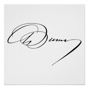 Póster firma autógrafo de Alexandre Dumas escritor famoso
