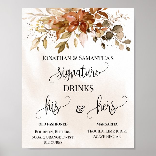 Póster Firma Bebidas Boda otoño Eucaliptus otoño (Frente)