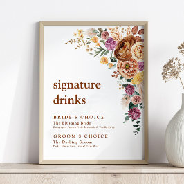Póster Firma boda bebe una flor rústica de boho