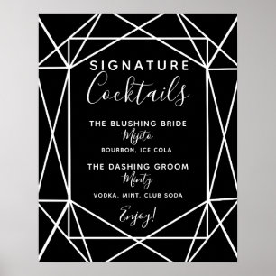 Póster Firma boda geométrico de signo de barra de cóctele