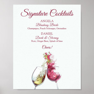 Póster Firma Cócteles Baile de Vino Rojo y Blanco