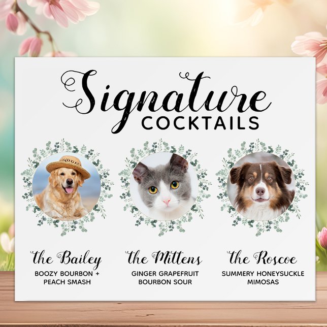 Póster Firma Cócteles Mascota Boda 3 Fotos Barra de bebid (Subido por el creador)