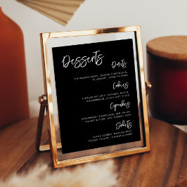 Póster Firma contemporánea del bar de postres Boda negro