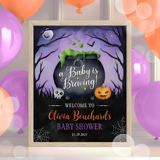 Póster Firma de bienvenida Baby Shower de Halloween se es