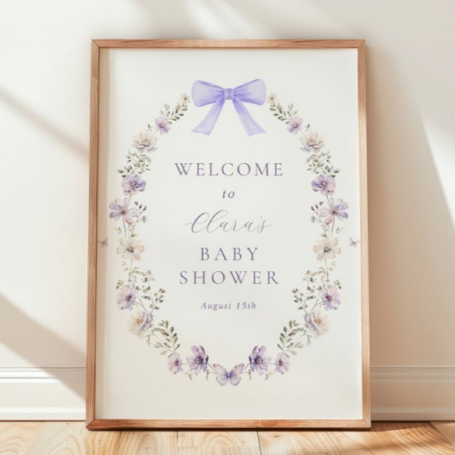 Póster Firma de bienvenida Baby Shower Purple Wildflower  (Subido por el creador)
