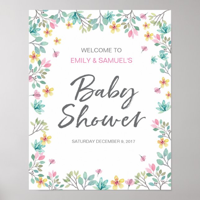 Póster Firma de bienvenida de Baby Shower (Frente)