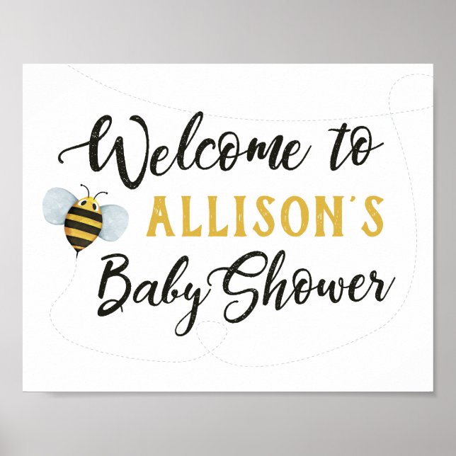 Póster Firma de bienvenida de Baby Shower de Bee (Frente)