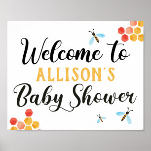 Póster Firma de bienvenida de Baby Shower de Bee