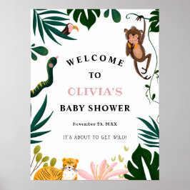 Póster Firma de bienvenida de Baby Shower de Jungle