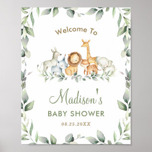 Póster Firma de bienvenida de Baby Shower de Jungle Anima