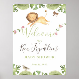 Póster Firma de bienvenida de Baby Shower de la jungla de