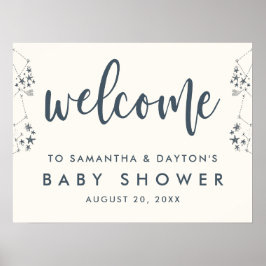 Póster Firma de bienvenida de Baby Shower de noche de ini