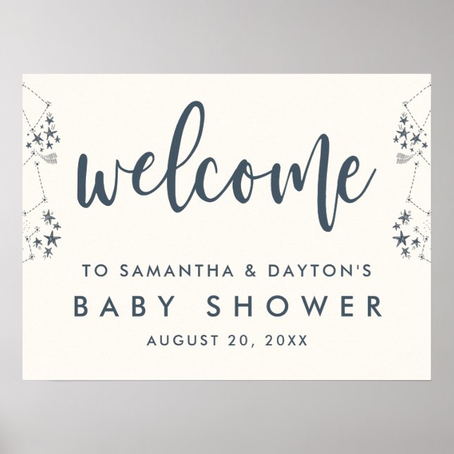 Póster Firma de bienvenida de Baby Shower de noche de ini (Frente)