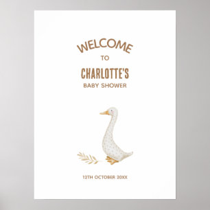 Póster Firma de bienvenida de Baby Shower Goose