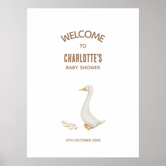Póster Firma de bienvenida de Baby Shower Goose (Frente)