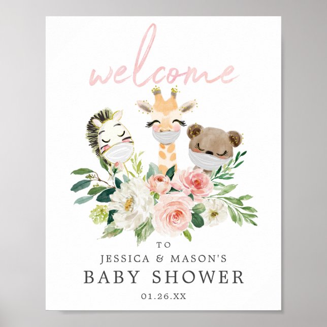 Póster Firma de bienvenida de Baby Shower para Airy Rubor (Frente)