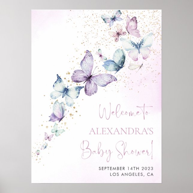 Póster Firma de bienvenida de Baby Shower para Chica de m (Frente)