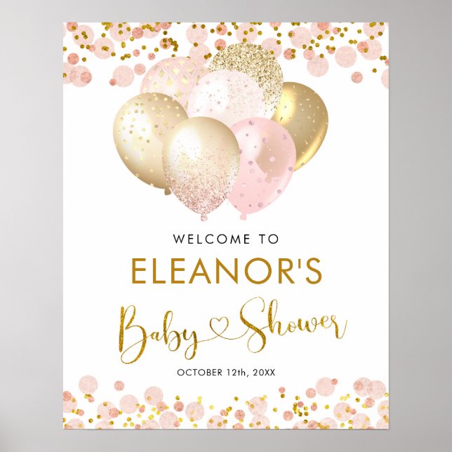 Póster Firma de bienvenida de Baby Shower para globo Rubo (Frente)
