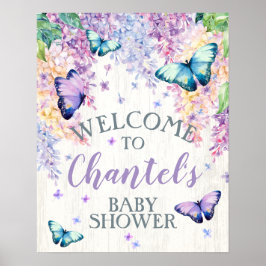 Póster Firma de bienvenida de Baby Shower para mariposa