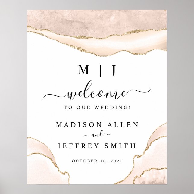 Póster Firma de bienvenida de Boda de Purpurina de Rubor  (Frente)