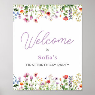 Póster Firma de bienvenida de cumpleaños 1001 de Flor sil