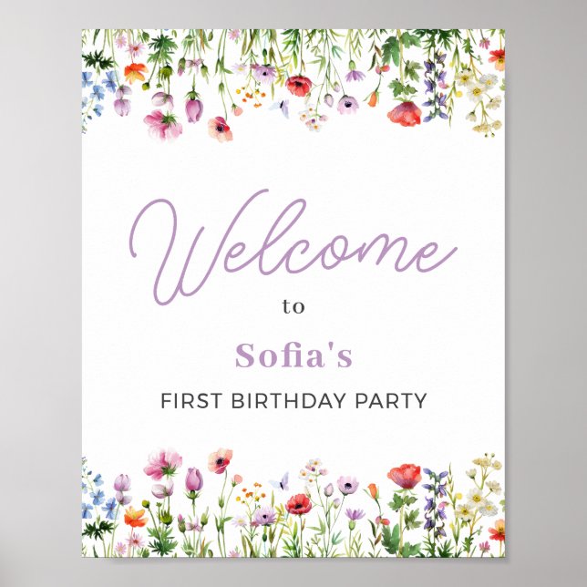 Póster Firma de bienvenida de cumpleaños 1001 de Flor sil (Frente)