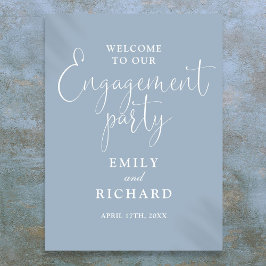 Póster Firma de bienvenida de Dusty Blue Engagement Party