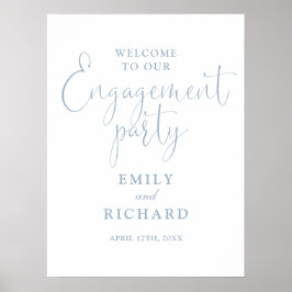 Póster Firma de bienvenida de Dusty Blue Engagement Party