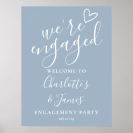 Póster Firma de bienvenida de Dusty Blue Engagement Party