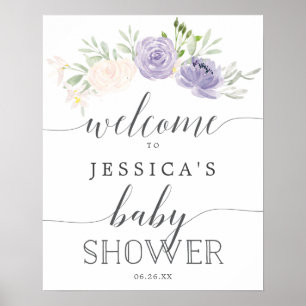 Póster Firma de bienvenida de Pastel Purple Baby Shower