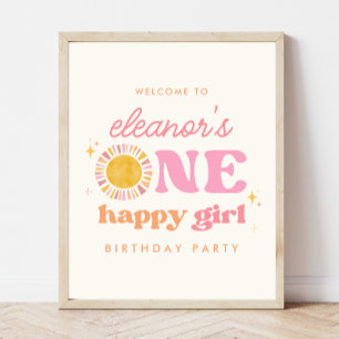 Póster Firma de bienvenida de primer cumpleaños de un fel