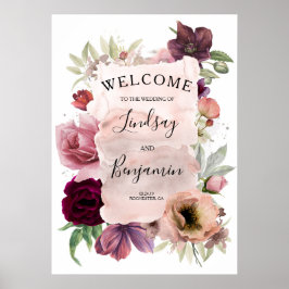 Póster Firma de bienvenida de Rosa y Boda floral de Borgo