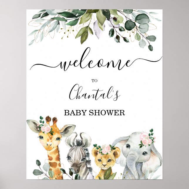 Póster Firma de bienvenida de Safari Baby Shower para Chi (Frente)