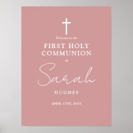 Póster Firma de bienvenida del Rosa Rosa Primero Santa Co