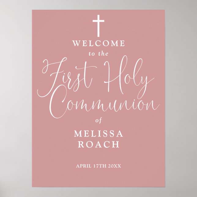 Póster Firma de bienvenida del Rosa Rosa Primero Santa Co (Frente)