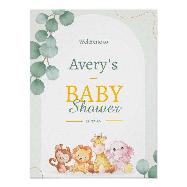 Póster Firma de bienvenida personalizada de Baby Shower (Anverso)