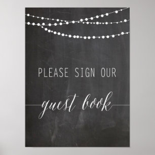 Póster Firma de Boda de libro de invitado Caligrafía