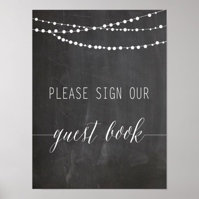 Póster Firma de Boda de libro de invitado | Caligrafía (Frente)