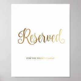 Póster Firma de boda de oro para reservación | Oro