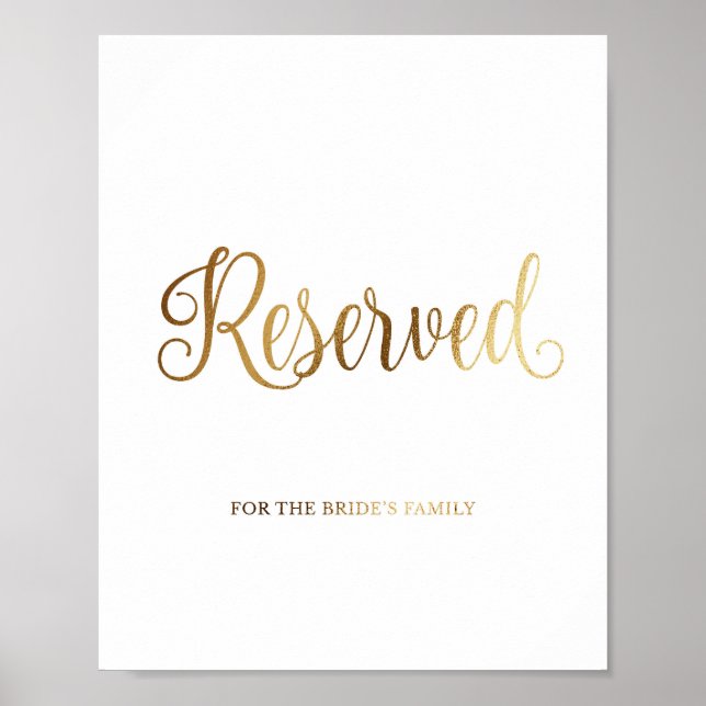Póster Firma de boda de oro para reservación | Oro (Frente)