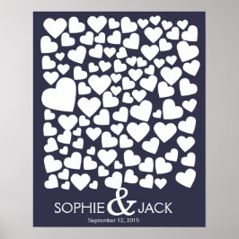 Póster firma de corazones de libro de invitados boda firm