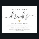 Póster Firma de escritura elegante y simple<br><div class="desc">Las bebidas modernas de boda de guiones se registran en blanco y negro con forma de corazón editable en color,  simple y elegante. Ver todas las piezas coincidentes de la colección</div>